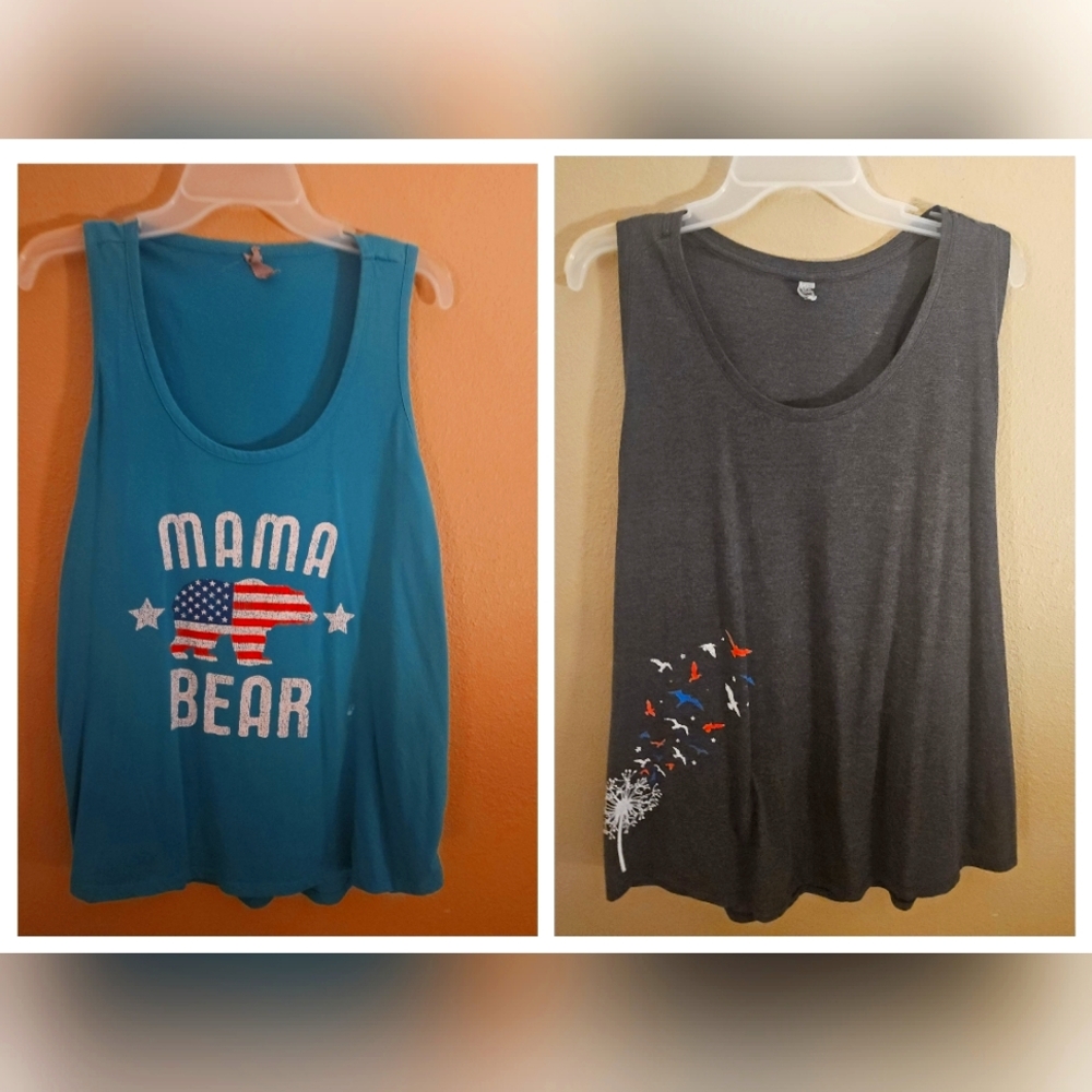 Womens Racer back 2xl tank set *Patriotic* 4th of july** set of 2